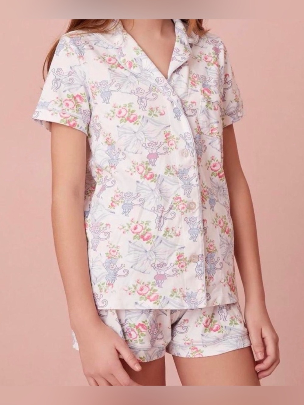 LoveShackFancy x Roller Rabbit Rosa Beaux Monkey Pajama Set